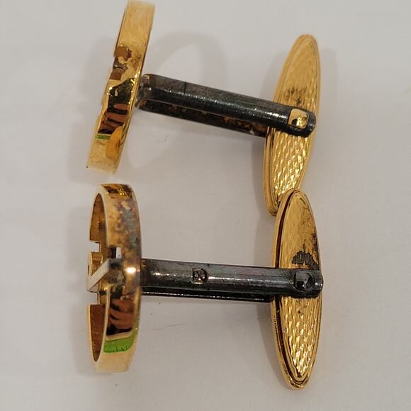 Dunhill D Cufflinks Gold Tone Logo Round Logo Vintage Retro Fair Damaged - Picture 2 of 6